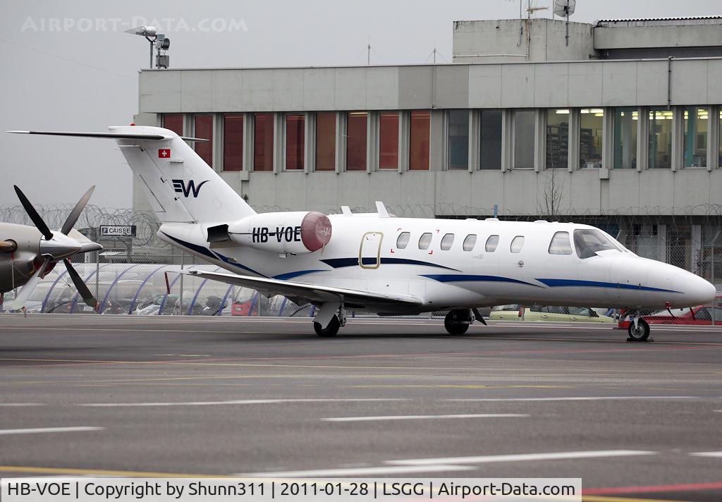 HB-VOE, 2001 Cessna 525A CitationJet CJ2 C/N 525A-0017, Parked at the General Aviation area...