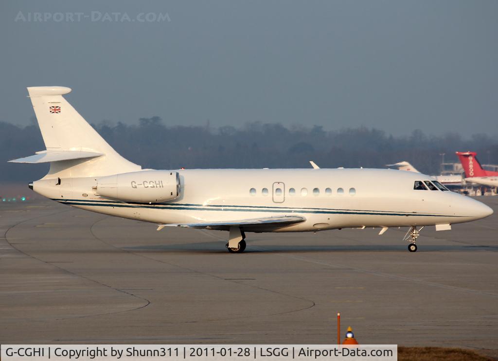 G-CGHI, 2001 Dassault Falcon 2000 C/N 163, Taxiing to the General Aviation area...