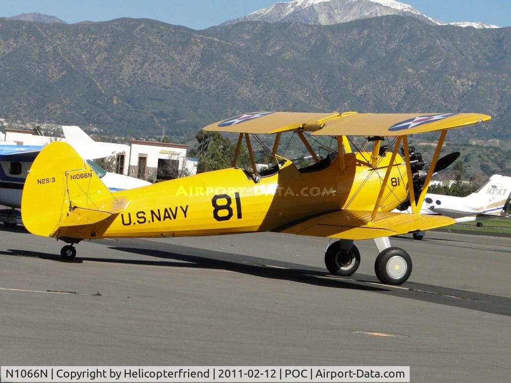 N1066N, 1942 Boeing A75N1 (PT-17) C/N 75-5293, Parked in transient parking