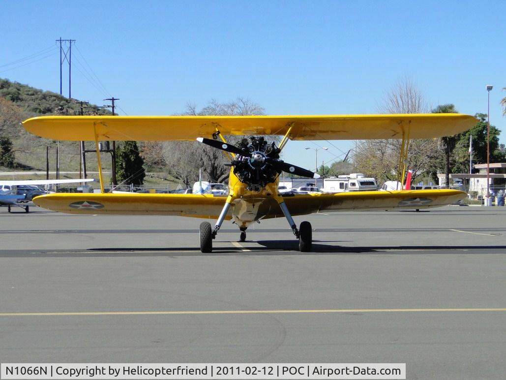 N1066N, 1942 Boeing A75N1 (PT-17) C/N 75-5293, Parked in transient parking looking east