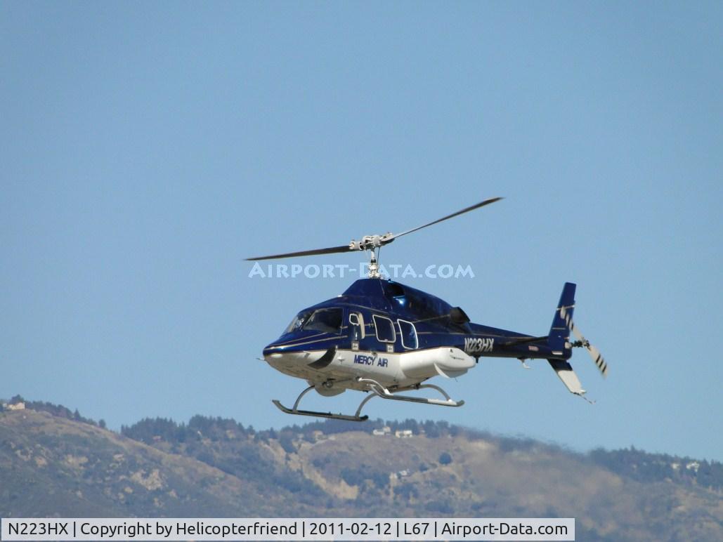 N223HX, 1984 Bell 222U C/N 47511, Returning from delivering a child to Loma Linda University Hospital