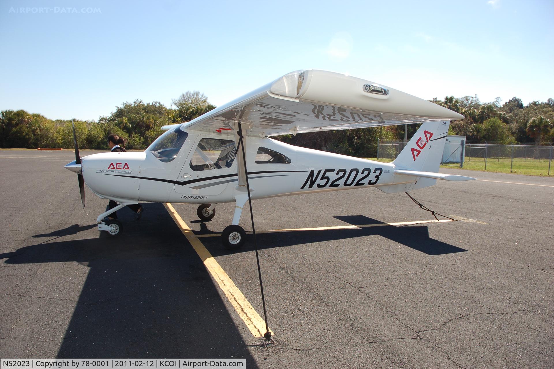 N52023, Cessna 162 Skycatcher C/N 16200014, Merritt Island, Florida. My Professional Flight Instructor was great. The aircraft was VERY responsive. Difficult to taxi at first and I had to get the feel for the new stick configuration while in gusting crosswinds.