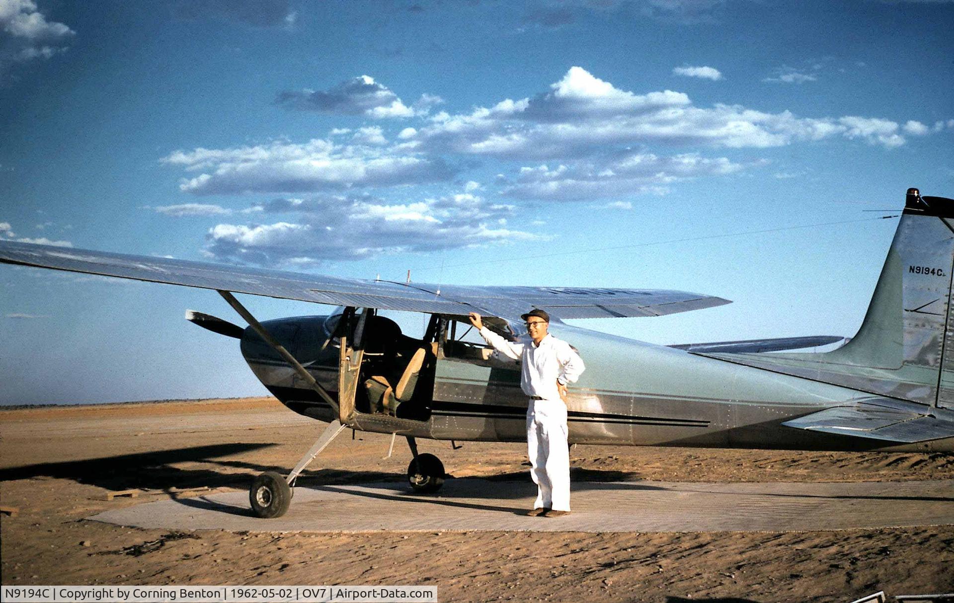 N9194C, 1954 Cessna 180 C/N 31293, At Kayenta Airport in the northern part of the Navajo reservation 15 miles from Monument Valley.  We flew 94 Charlie from coast to coast and received our instrument and commercial ratings flying it.  Always reliable.  On one hot summer day Mary & I took 9