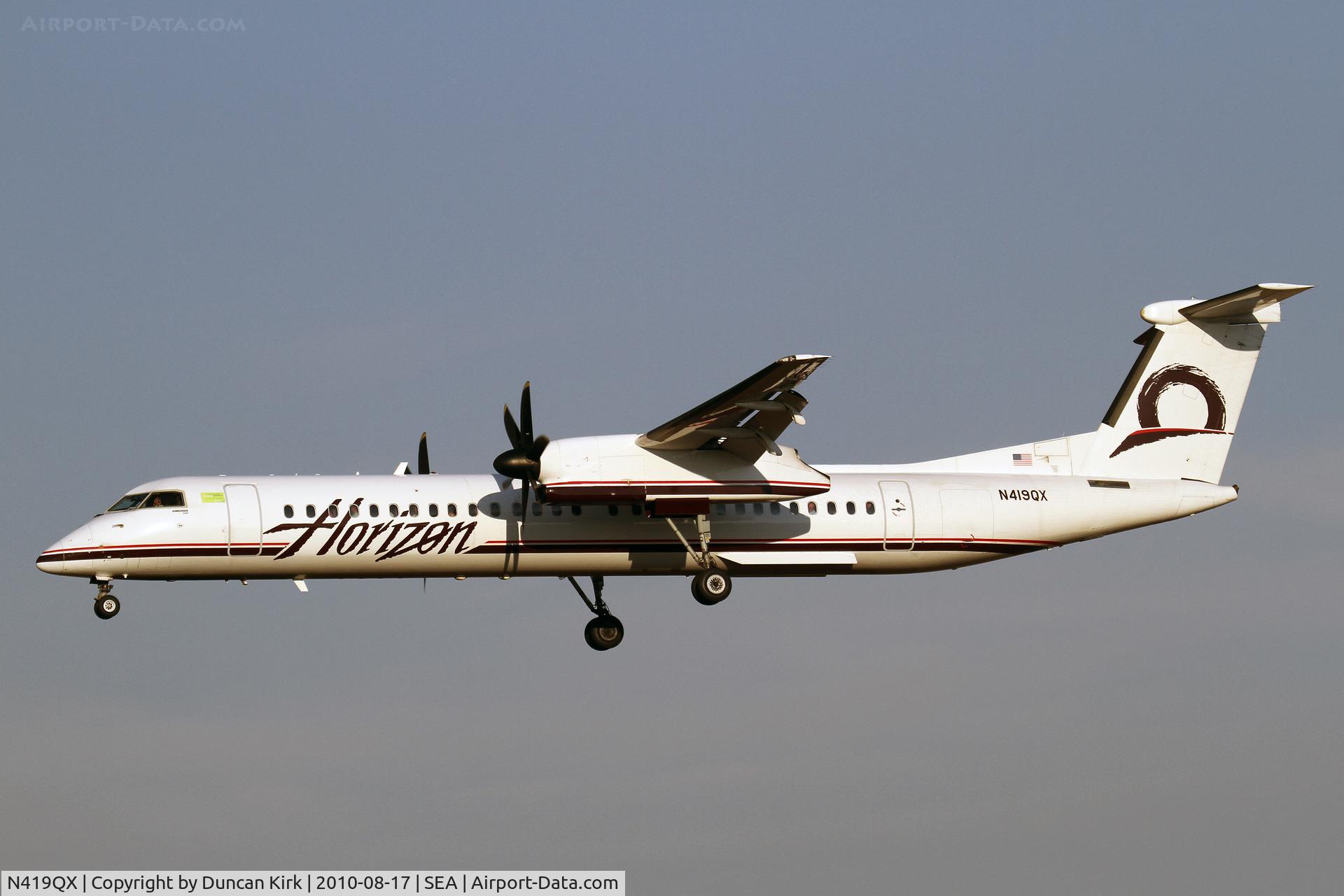 N419QX, 2007 De Havilland Canada DHC-8-402 Dash 8 C/N 4145, Landing on 34L