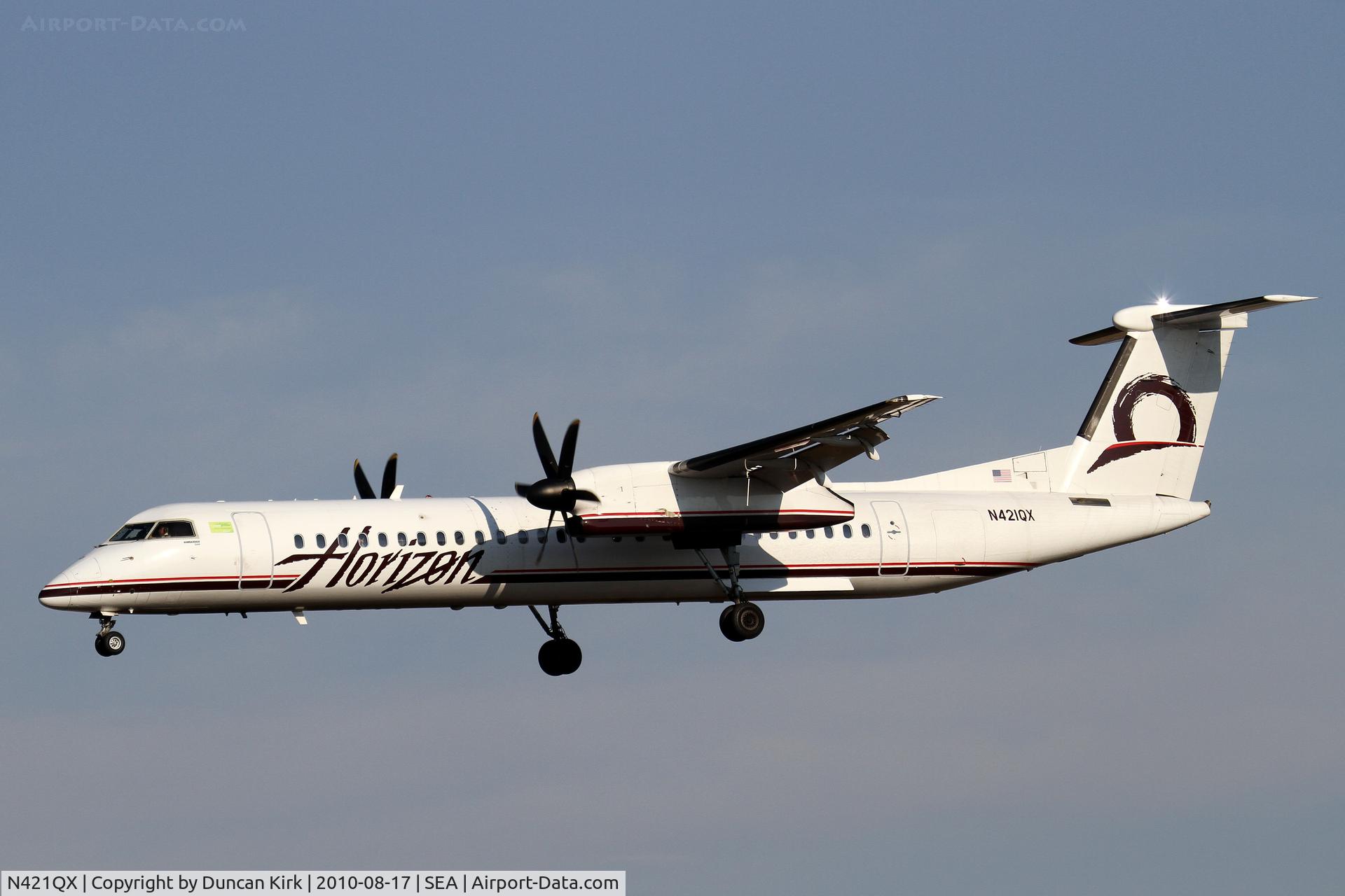 N421QX, 2007 De Havilland Canada DHC-8-402 Dash 8 C/N 4149, Landing on 34L