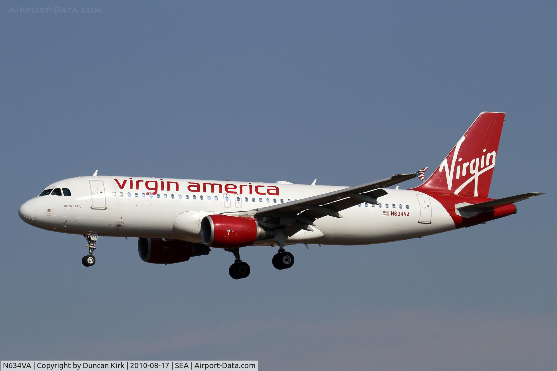 N634VA, 2008 Airbus A320-214 C/N 3359, Landing on 34L