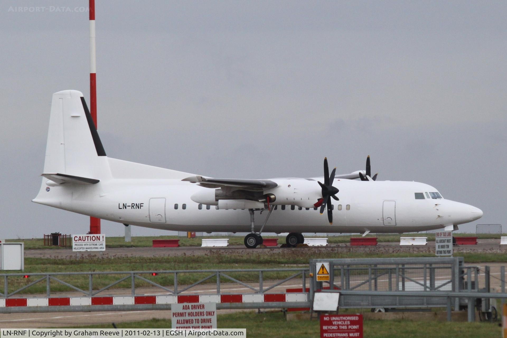 LN-RNF, 1990 Fokker 50 C/N 20183, Parker out side at Norwich.