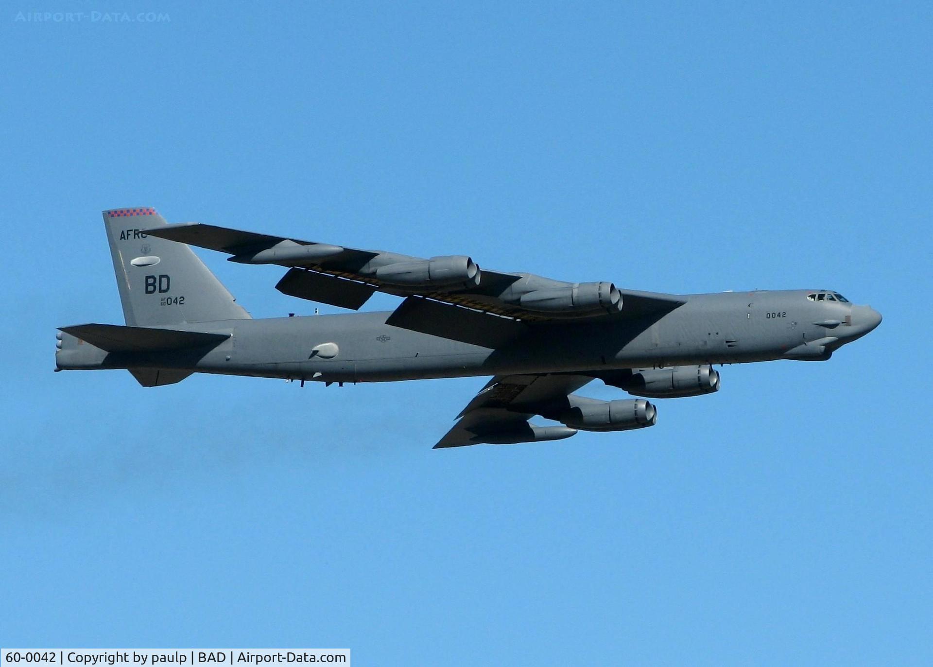 60-0042, 1960 Boeing B-52H Stratofortress C/N 464407, Touch an go off Rwy 15 at Barksdale Air Force Base.