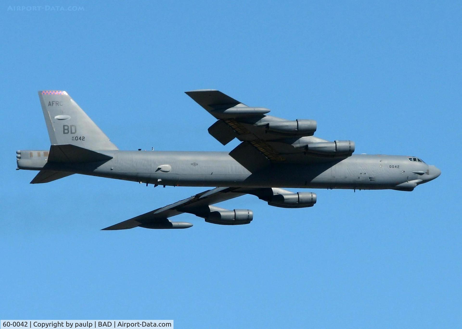 60-0042, 1960 Boeing B-52H Stratofortress C/N 464407, Touch an go off Rwy 15 at Barksdale Air Force Base.