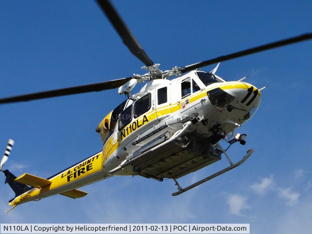N110LA, 2005 Bell 412EP C/N 36392, Slowing down to turn right and enter LACO Fire helipad area