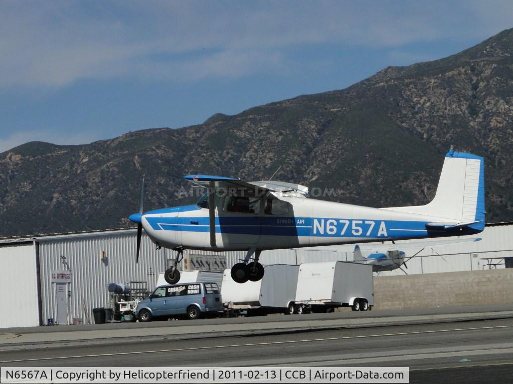 N6567A, 1956 Cessna 180 C/N 32464, Landing on runway 24