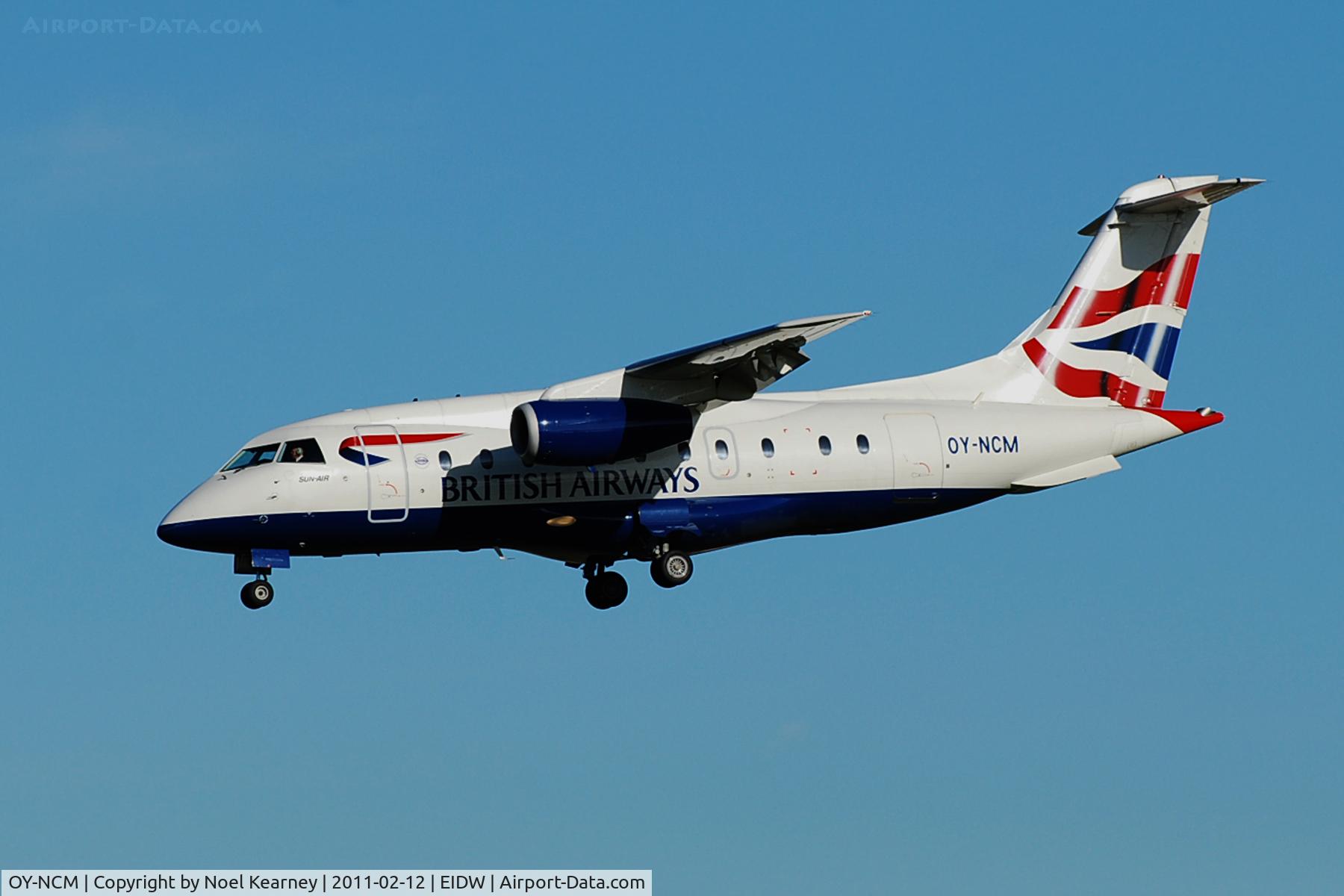 OY-NCM, 2001 Fairchild Dornier 328-300 328JET C/N 3190, Landing Rwy 28
