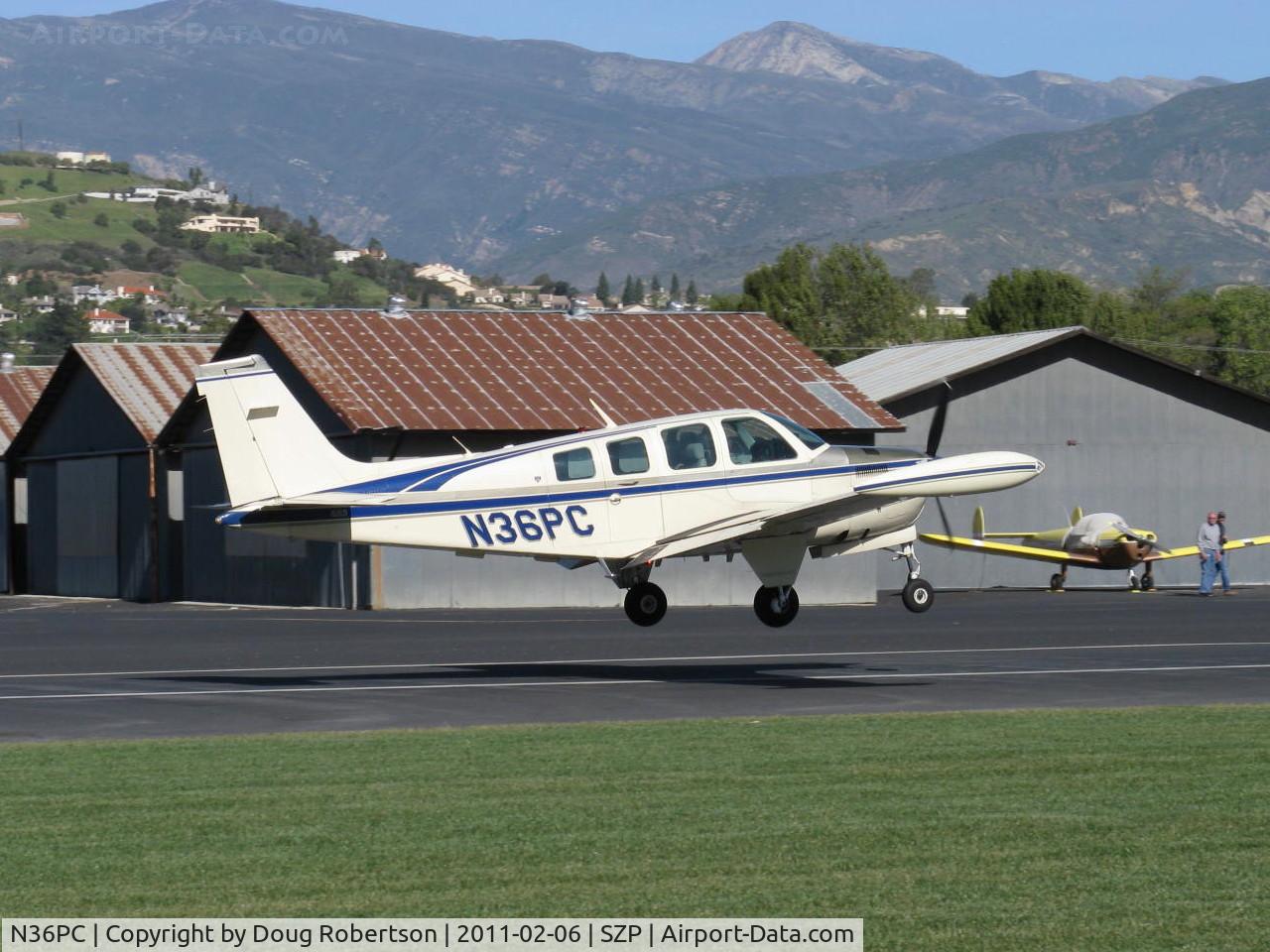 N36PC, 1979 Beech A36 Bonanza 36 C/N E-1528, 1979 Beech A36 BONANZA Machen Turbo Lycoming TIO-540-J conversion 350 Hp, landing Rwy 04