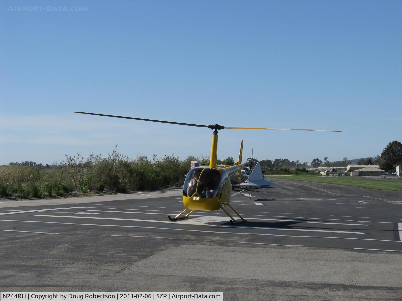 N244RH, 1992 Robinson R44 C/N 0004, 1992 Robinson R44, Lycoming O-540-F 1 derated, landed on SZP helipad