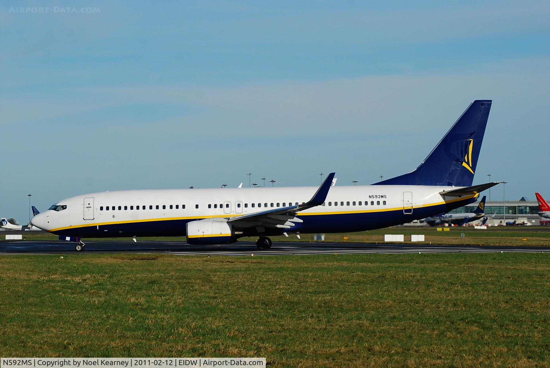 N592MS, 2004 Boeing 737-8AS C/N 33559, B737-8AS c/n:33559 l/n:1443 ex EI-DAZ Ryanair

Departing off Rwy 28