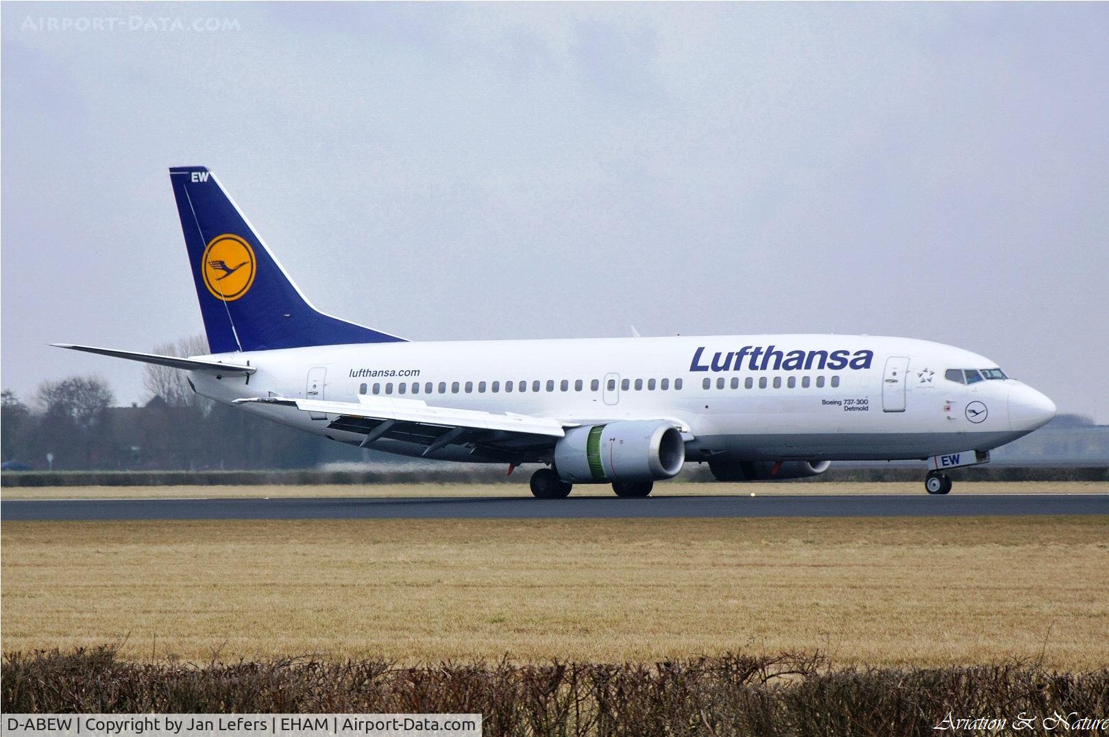 D-ABEW, 1995 Boeing 737-330 C/N 27905, Landing on the Polderbaan