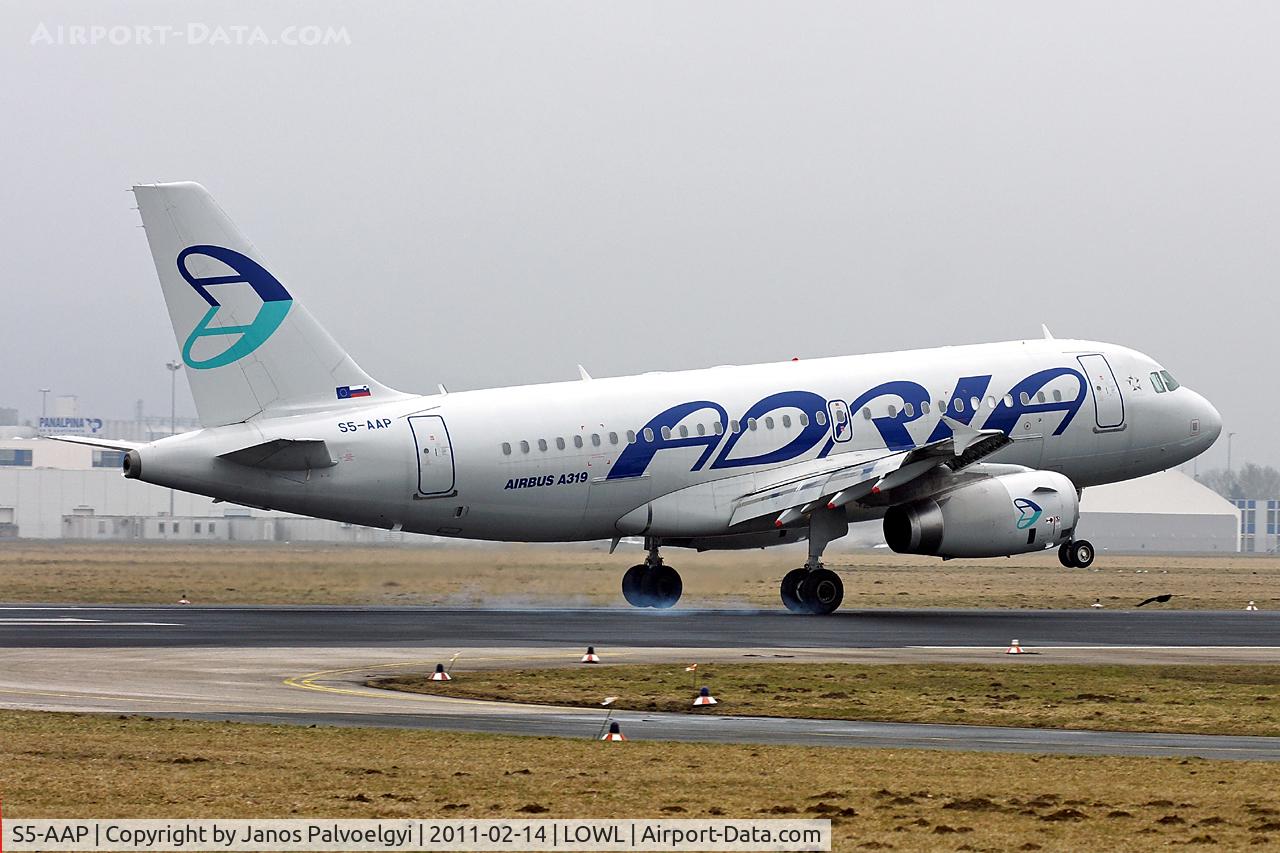 S5-AAP, 2010 Airbus A319-132 C/N 4282, Adria Airways Airbus A319-132 to touch down in LOWL/LNZ