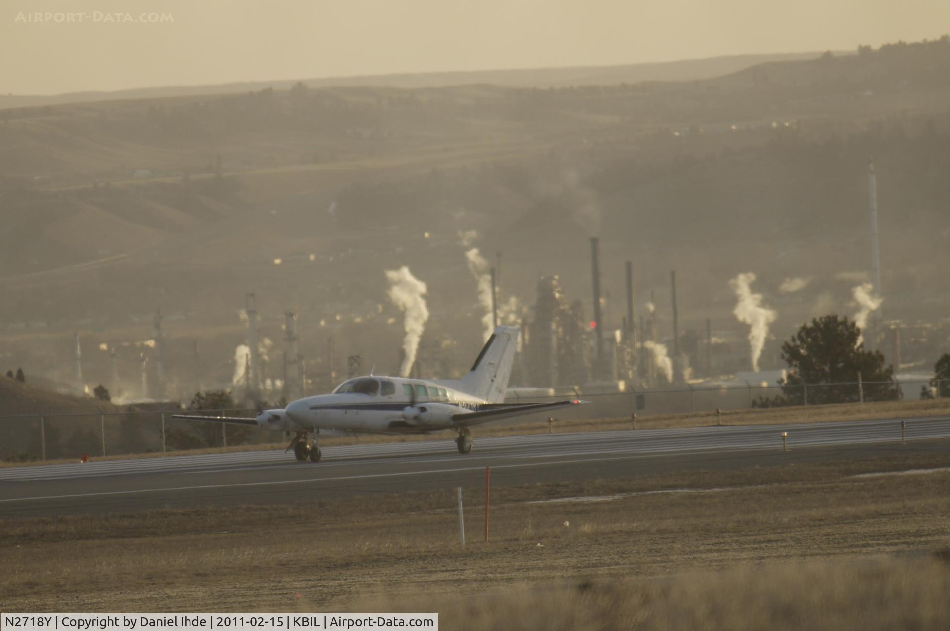 N2718Y, 1979 Cessna 402C C/N 402C0232, Cessna 402 departing Billings Logan