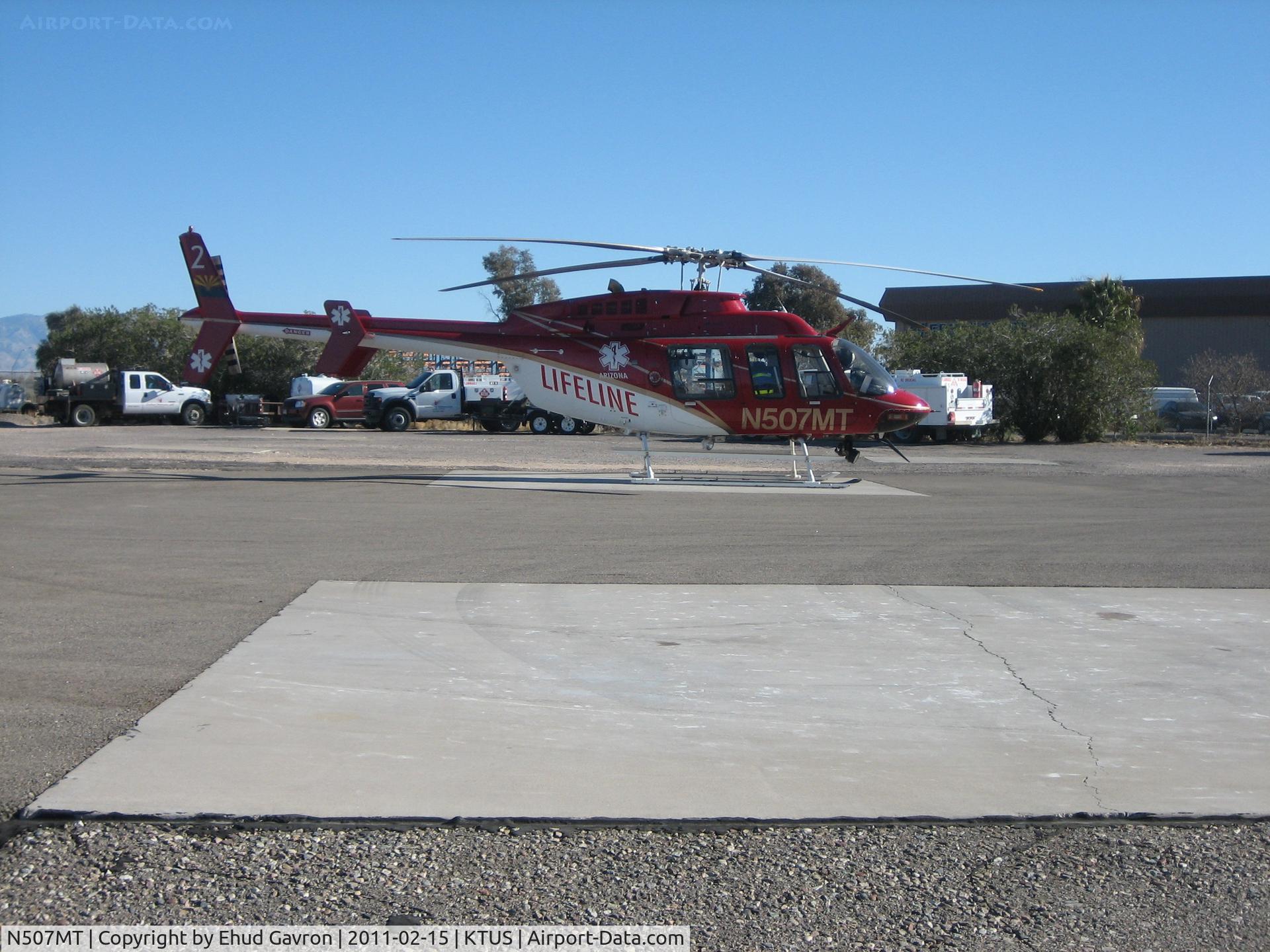 N507MT, 2001 Bell 407 C/N 53512, Med Trans Lifeline helicopter at Med Trans hangar