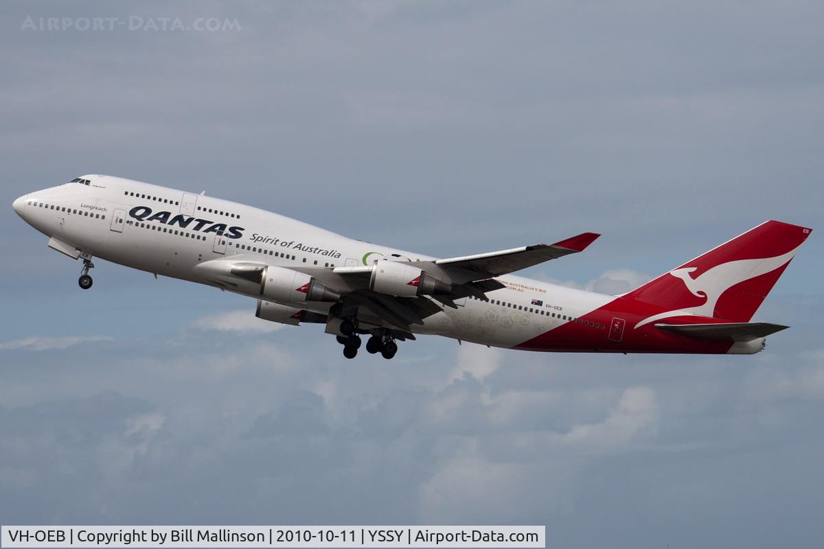 VH-OEB, 1993 Boeing 747-48E C/N 25778, away from 34R