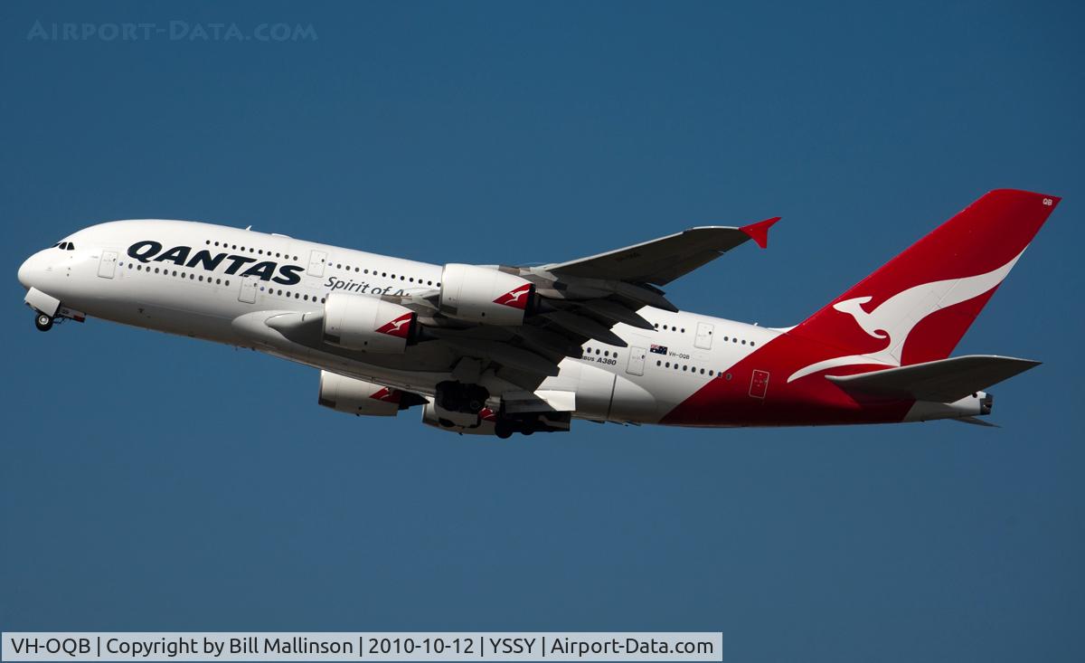 VH-OQB, 2008 Airbus A380-842 C/N 015, away from 16L