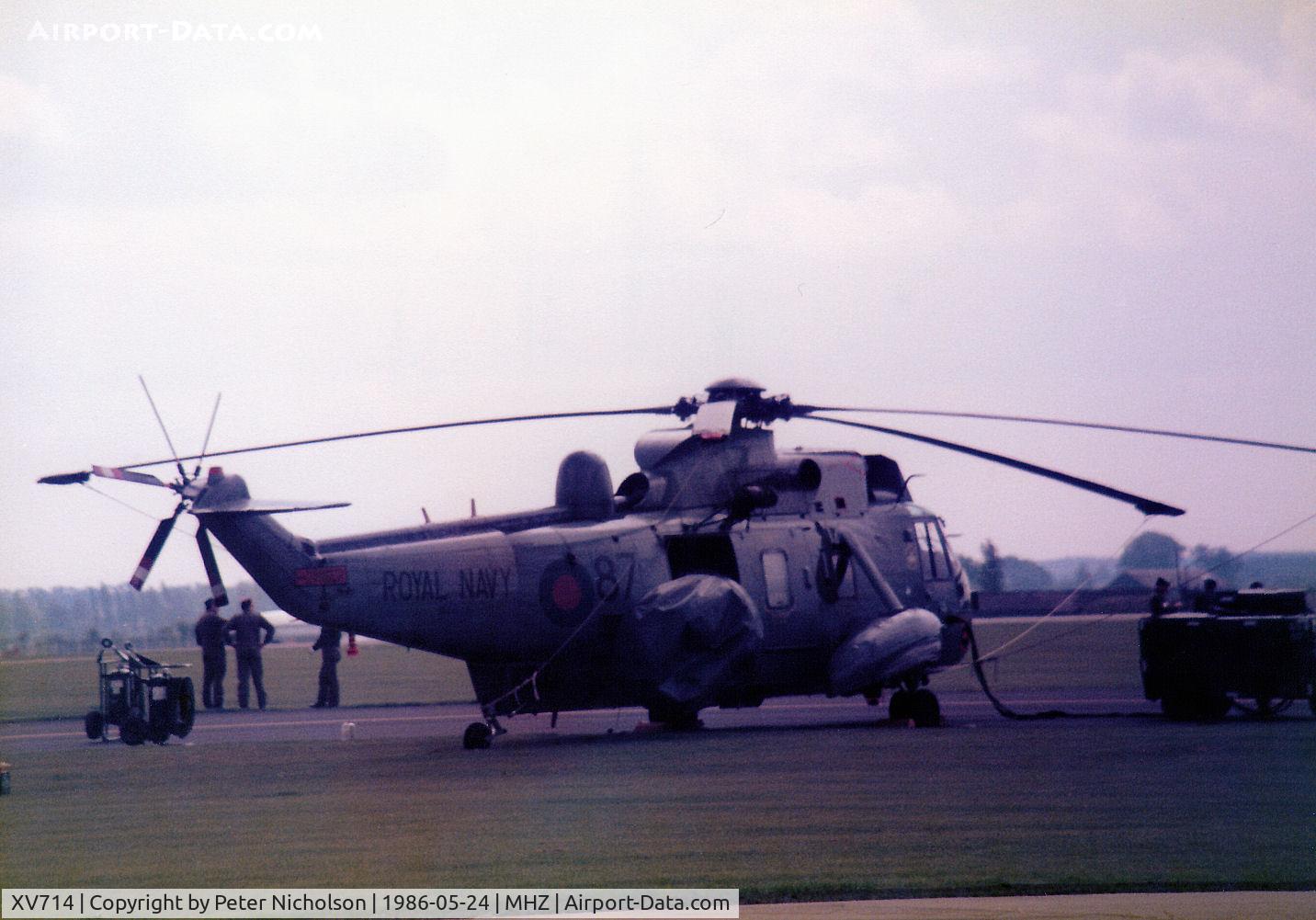 XV714, 1972 Westland Sea King AEW.2A C/N WA685, Sea King AEW.2A of 849 Squadron at RNAS Culdrose on the flight-line at the 1986 RAF Mildenhall Air Fete.