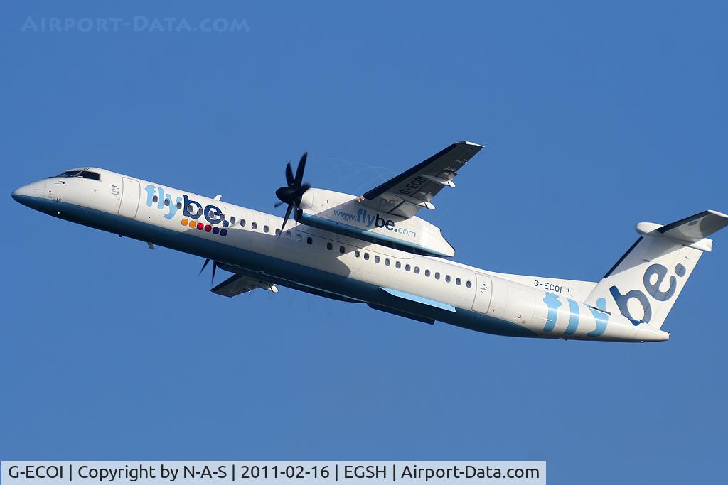 G-ECOI, 2008 De Havilland Canada DHC-8-402Q Dash 8 C/N 4224, Departing