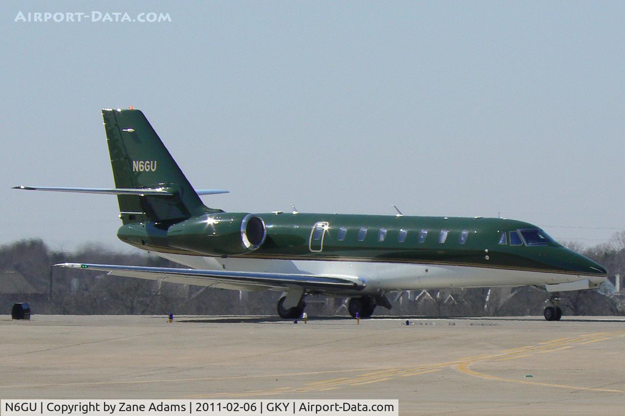 N6GU, 2009 Cessna 680 Citation Sovereign C/N 680-0268, Actor Harrison Ford arrives at Arlington Municipal for Super Bowl XLV.