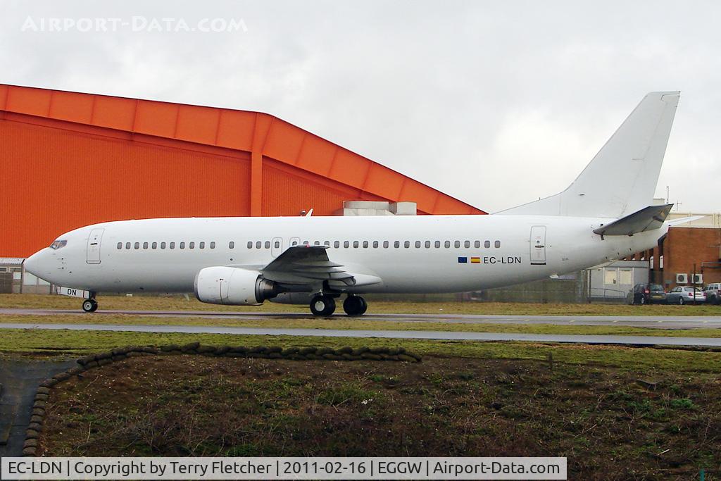 EC-LDN, 1989 Boeing 737-448 C/N 24474, Calima Aviation's 1989 Boeing 737-448, c/n: 24474 brings in Barcelona FC supporters for the Champions League fixture with Arsenal