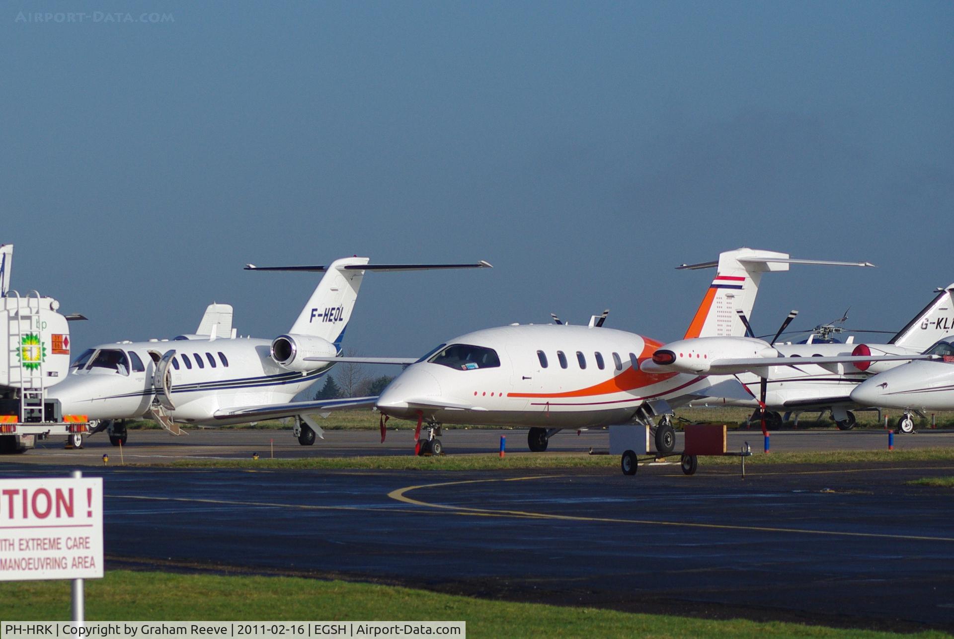PH-HRK, 2006 Piaggio P-180 Avanti C/N 1120, With F-HEOL in the back ground.