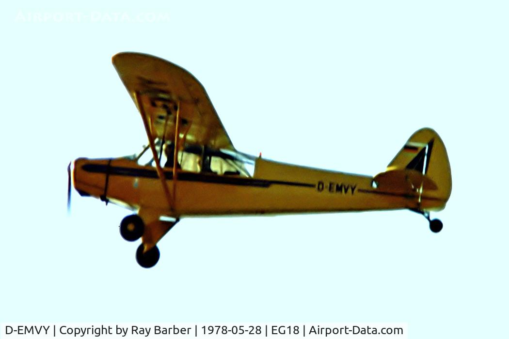 D-EMVY, 1952 Piper L-18C Super Cub C/N 18-2048, Piper PA-18-95 Super Cub [18-2048] RAF Bassingbourn~G 28/05/1978 taken from a slide.