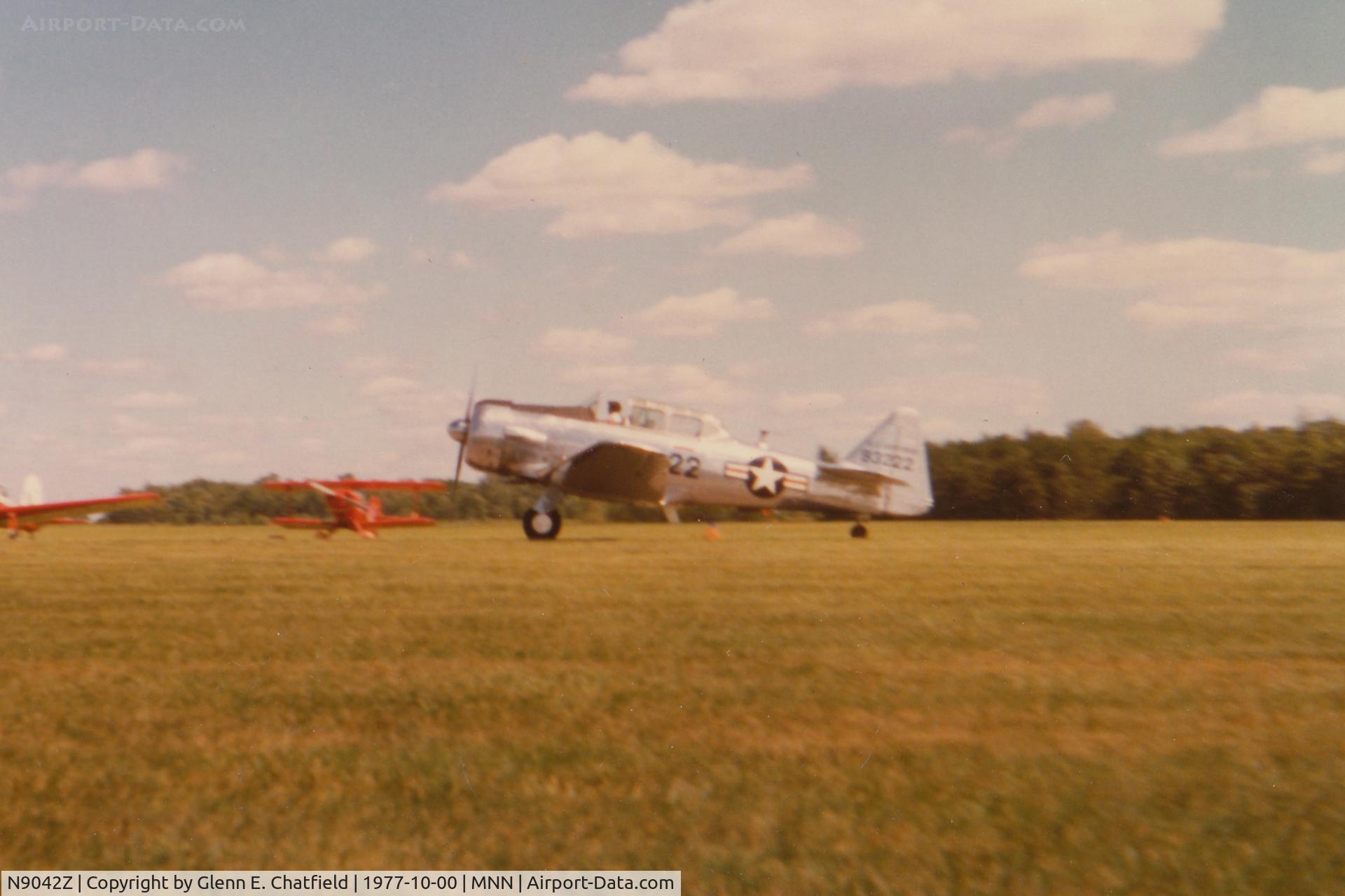 N9042Z, 1946 North American T-6G Texan C/N 168-326, At the MERFI fly in.  Shot with a cheap Kodak Tele-Instamatic 110.  The only shot I have of this aircraft.