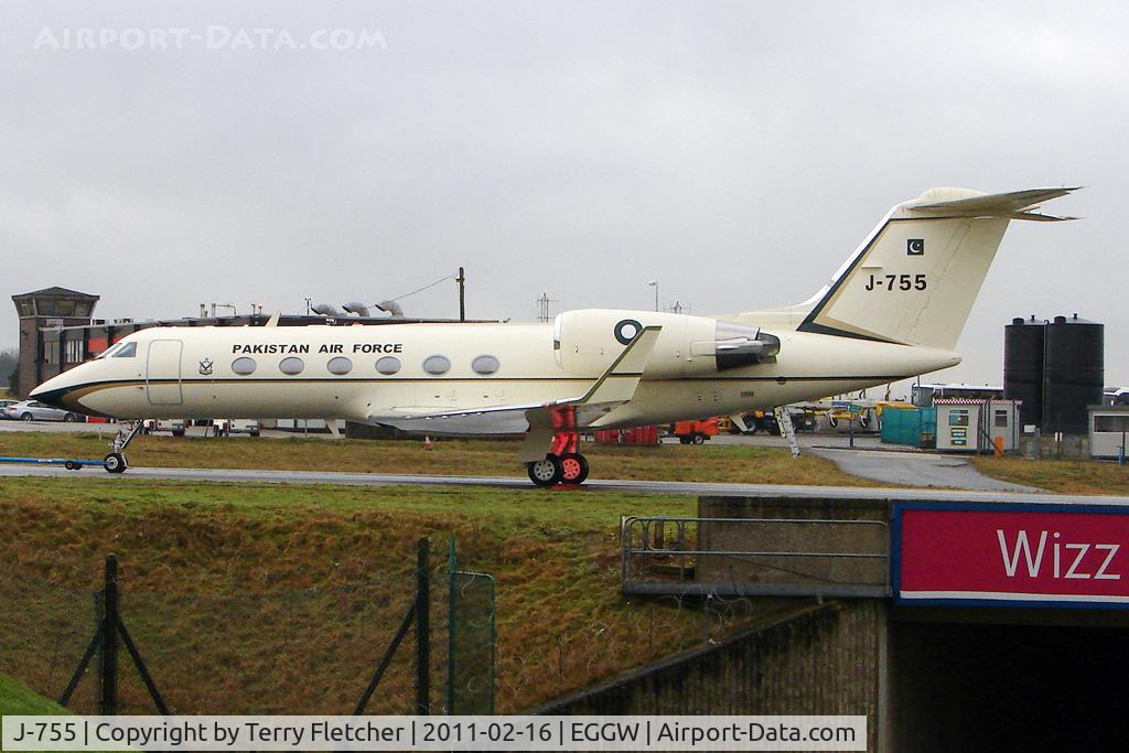 J-755, 1997 Gulfstream Aerospace G-IV C/N 1325, Pakistan Air Force 1997 Gulfstream Aerospace G-IV, c/n: 1325 being towed to the engine run bay at Luton