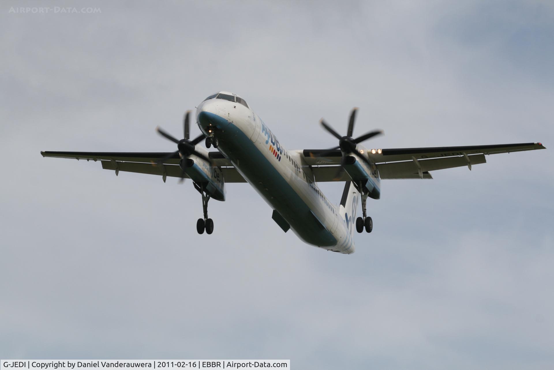G-JEDI, 2001 De Havilland Canada DHC-8-402Q Dash 8 C/N 4052, Arrival of flight BE1845 to RWY 25L