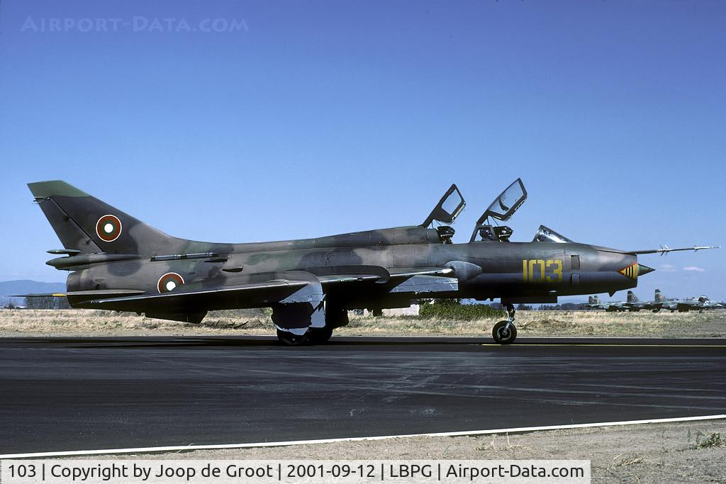 103, Sukhoi Su-22UM-3K C/N 17532366103, Nice camo on this rare Bulgarian SU-22 trainer.