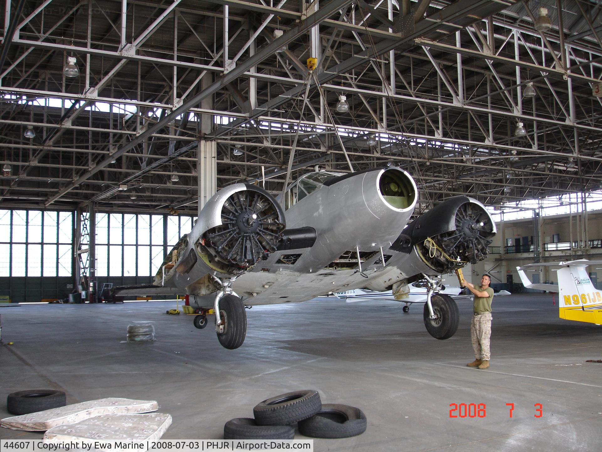 44607, 1945 Beech UC-45J (SNB-5) Expeditor C/N 8274, SNB, formerly with MCAS Kaneohe Bay at Naval Air Museum Barbers Point, awaiting restoration.