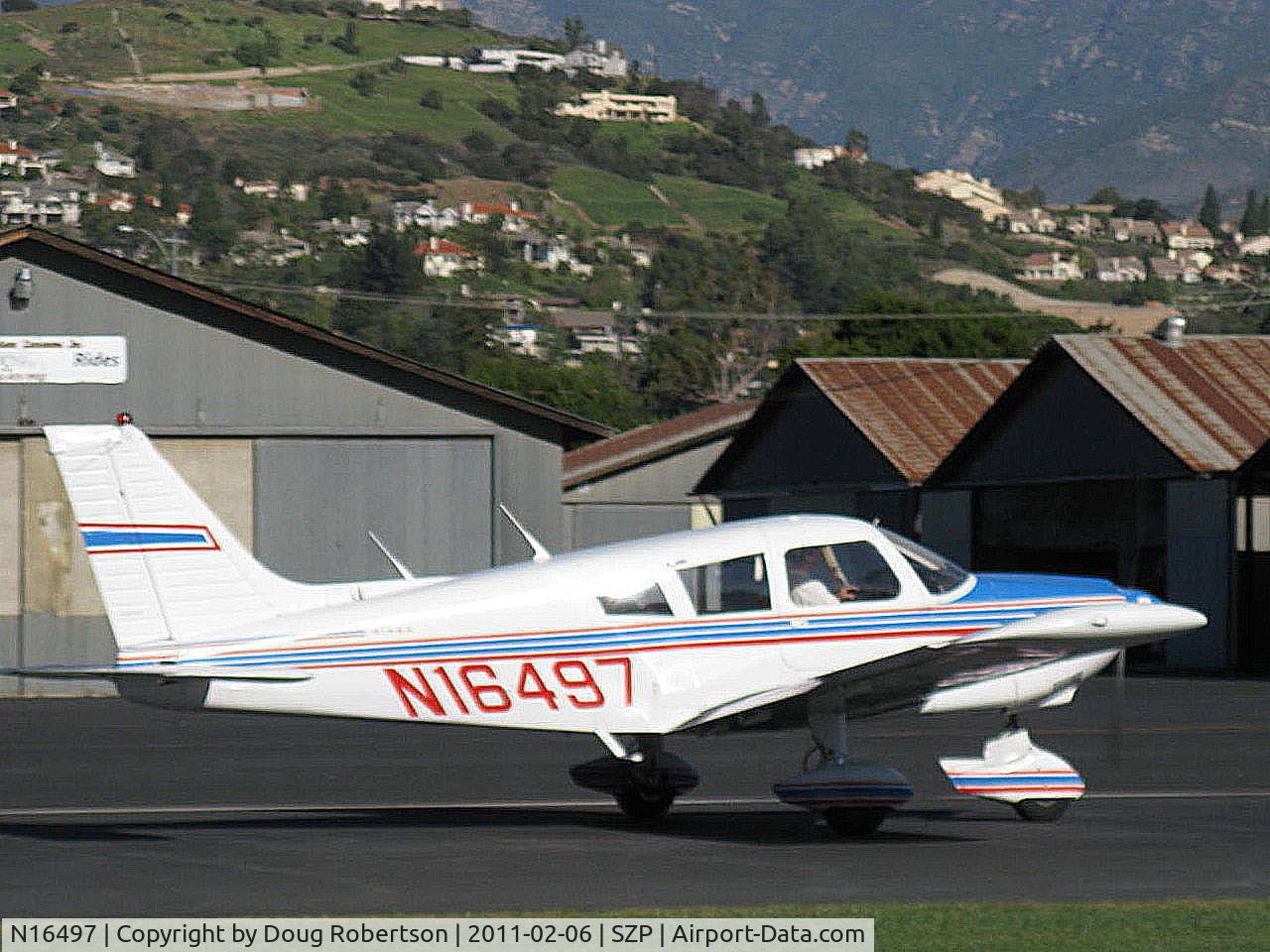 N16497, 1973 Piper PA-28-235 Cherokee Charger C/N 28-7310101, 1973 Piper PA-28-235 CHEROKEE CHARGER, Lycoming O-540-D4B5 235 Hp, takeoff roll Rwy 04