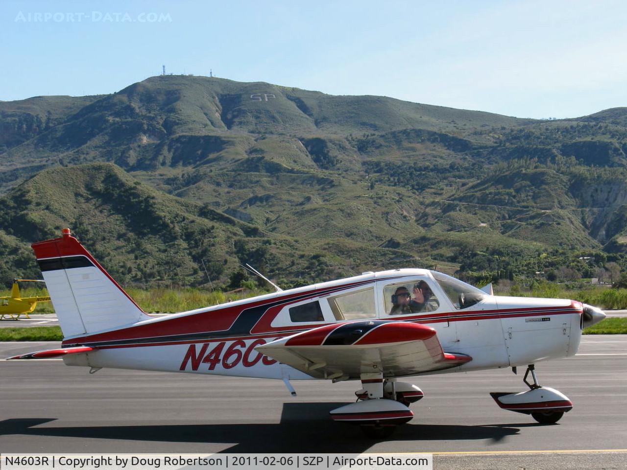 N4603R, 1965 Piper PA-28-140 Cherokee C/N 28-21351, 1965 Piper PA-28-140 CHEROKEE, Lycoming O-320-E2A 150 Hp, taxi to Rwy 04, Sam & Herm with wave from Sam, thanks guys!
