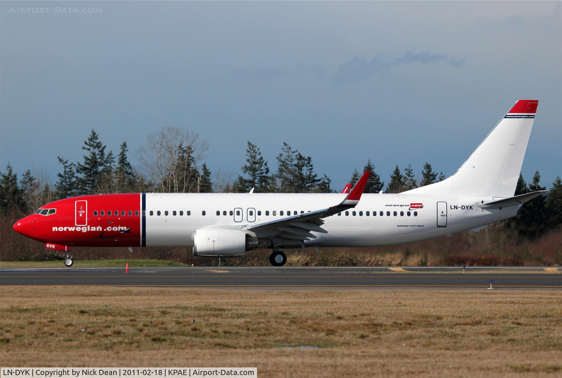 LN-DYK, 2011 Boeing 737-8JP C/N 39046, KPAE Boeing 234 on the 16R touch and go