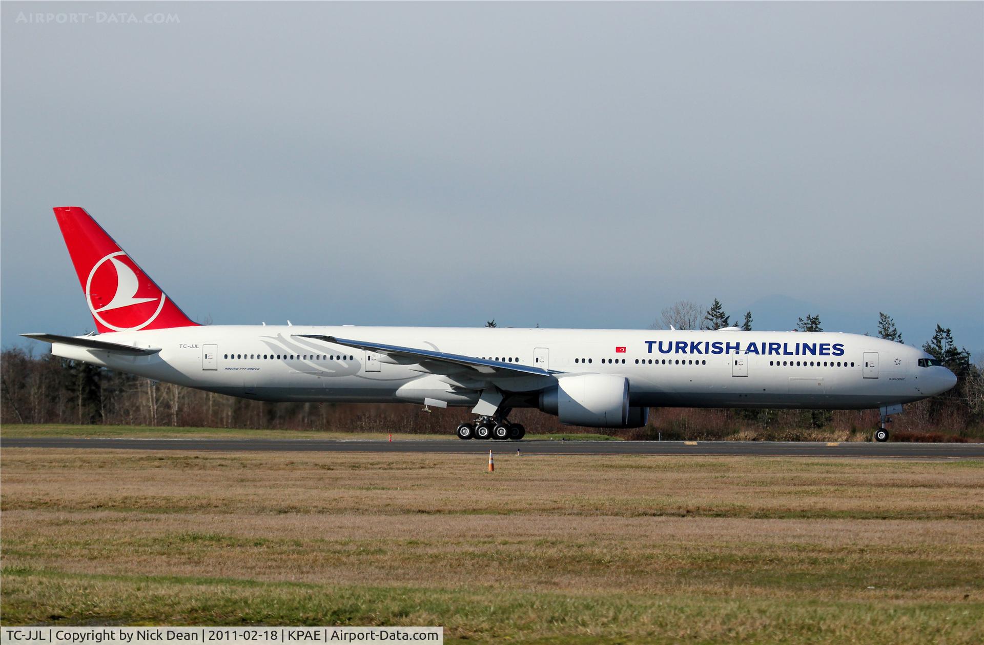 TC-JJL, 2011 Boeing 777-3F2/ER C/N 40793, KPAE Boeing 133 taxying back to the Boeing south gate after a test flight this morning.