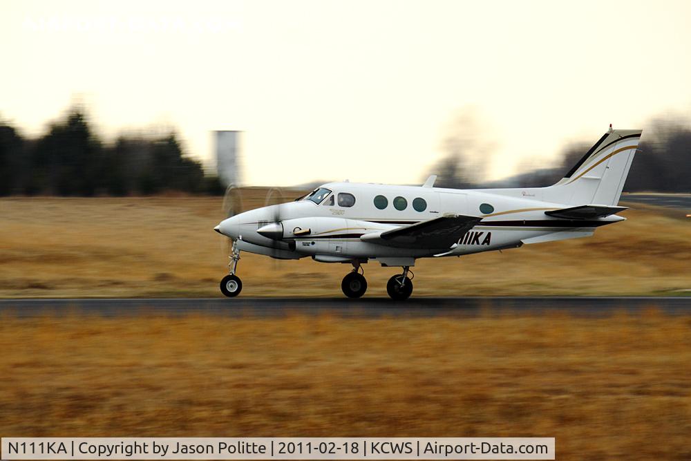 N111KA, 1983 Beech C90 King Air C/N LJ-1051, 1983 Beech C90 departing Cantrell Field.