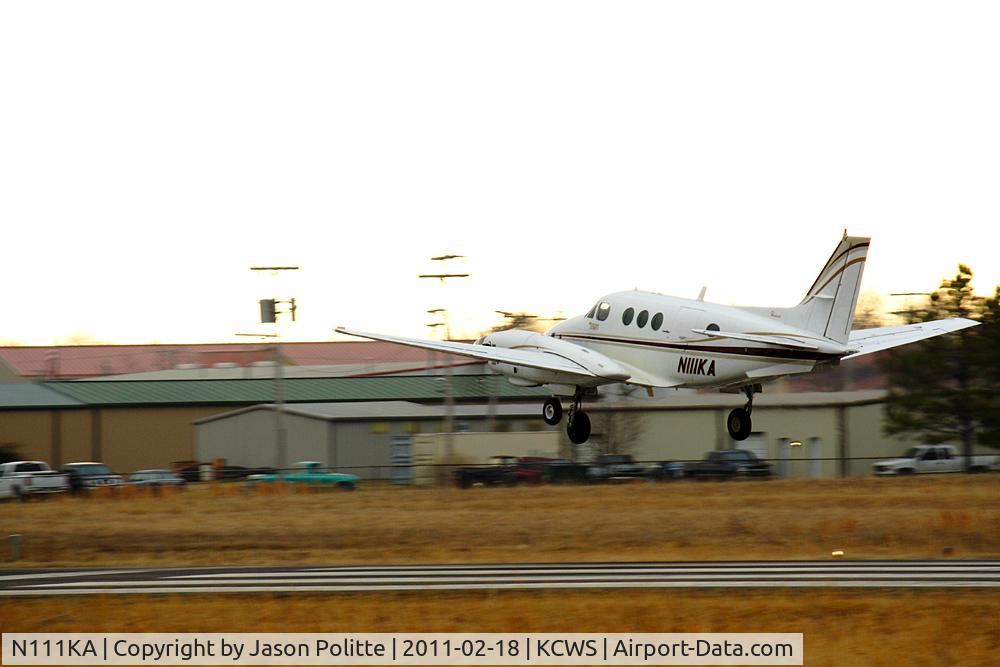 N111KA, 1983 Beech C90 King Air C/N LJ-1051, 1983 Beech C90 departing Cantrell Field.