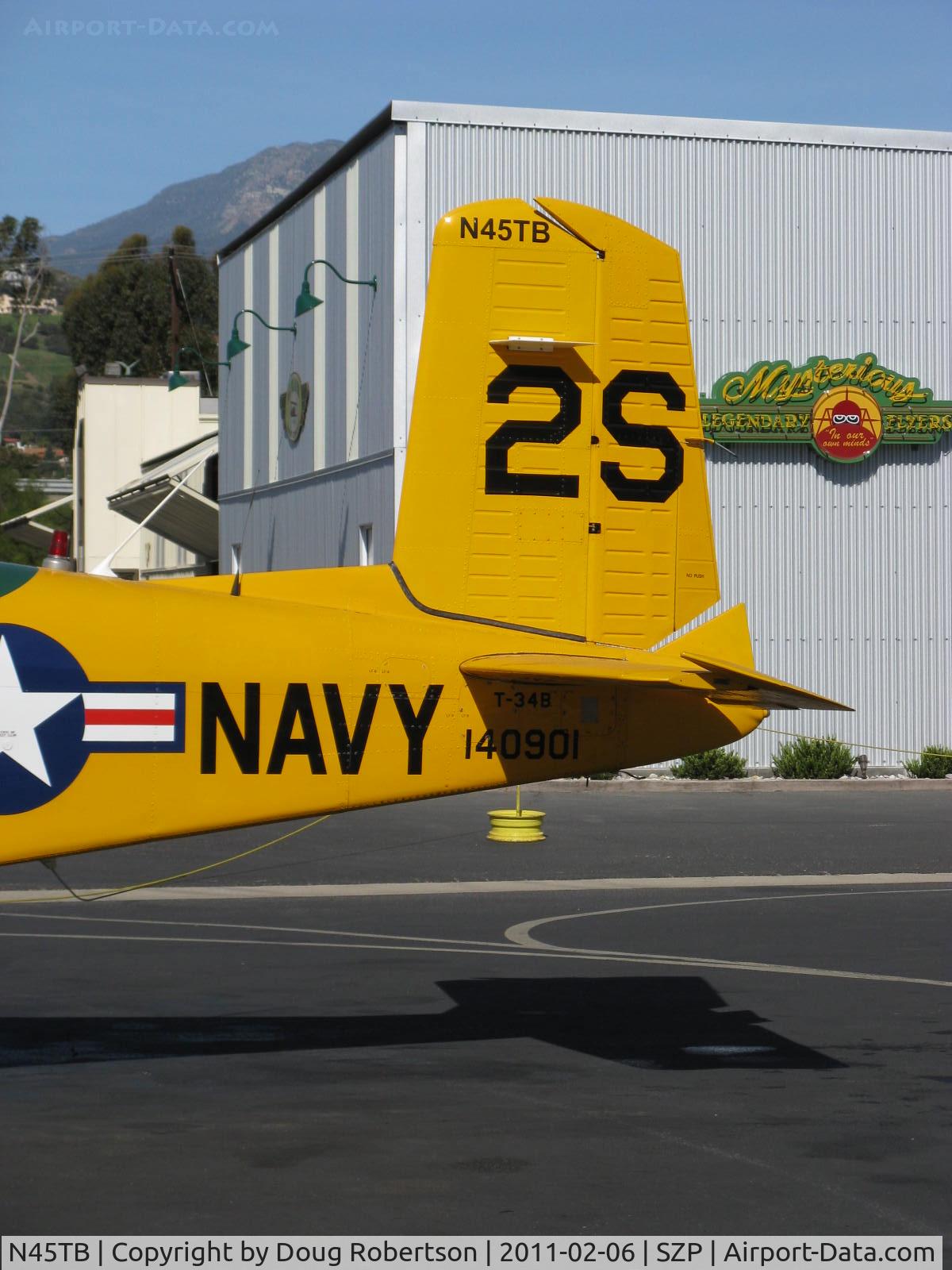 N45TB, 1956 Beech D-45 Mentor C/N BG-235, 1956 Beech D-45 as T-34B MENTOR, Continental O-470-13 225 Hp, tail data