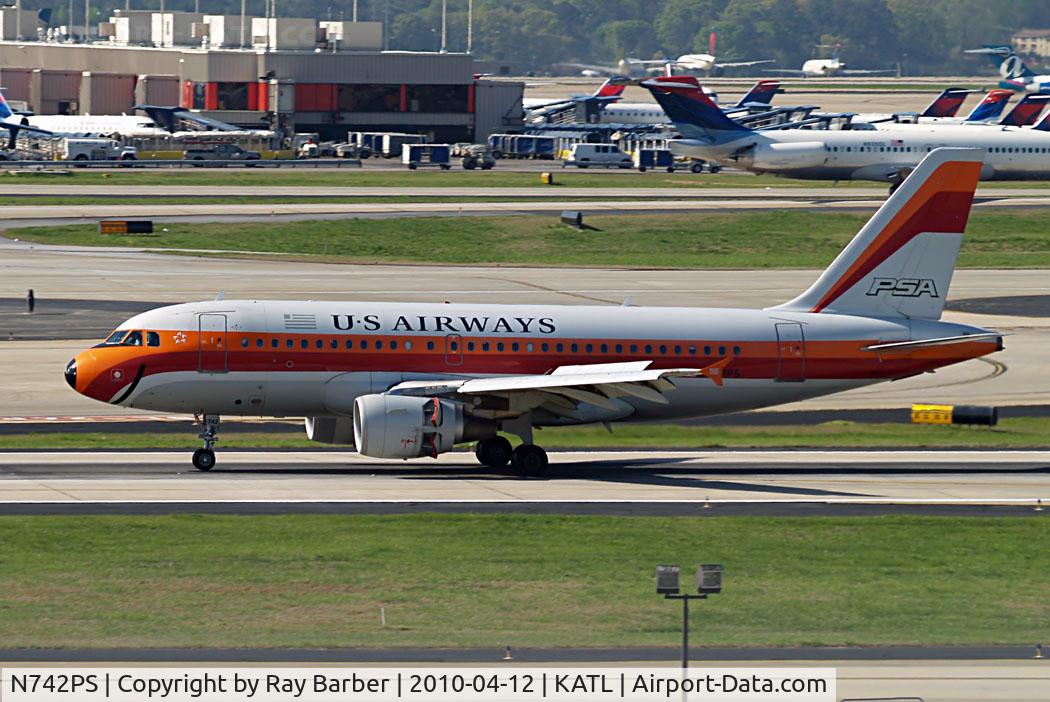 N742PS, 2000 Airbus A319-112 C/N 1275, Airbus A319-112 [1275] US Airways Atlanta~N 12/04/2010.