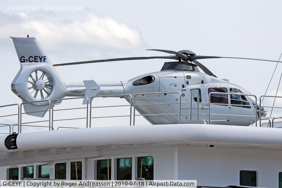 G-CEYF, 1999 Eurocopter EC-135T-1 C/N 0115, Onboard the yacht Le Grand Bleu in Stockholm, Sweden