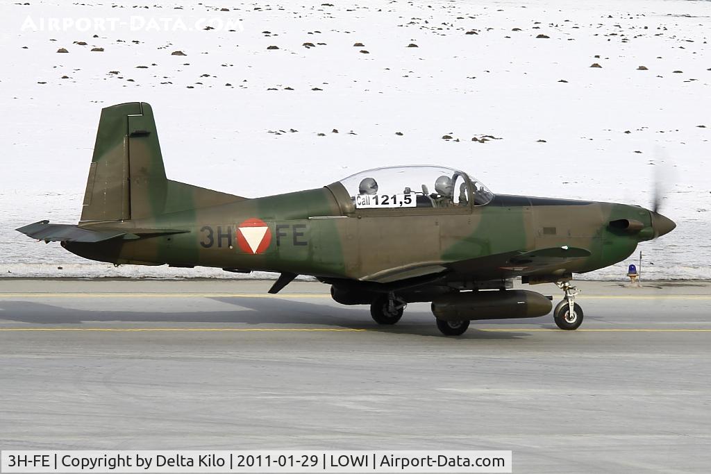 3H-FE, Pilatus PC-7 Turbo Trainer C/N 416, Austrian Air Forces PC 7 arms with 2x 12.7 mm of machine gun M3P Browning in HMP-250 Pods of FN Herstal, 250 shots, total weight per Pod: 116 kg