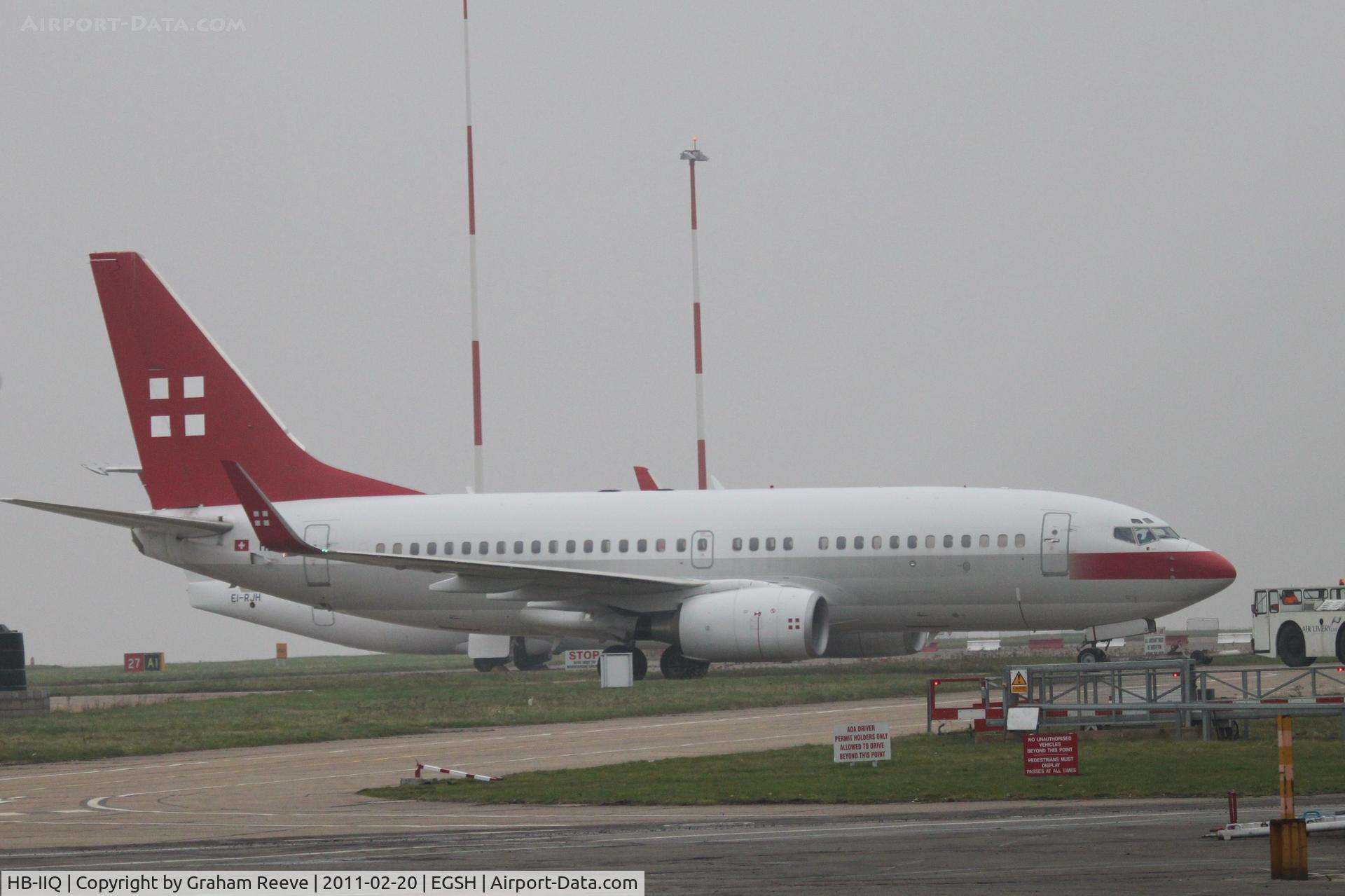 HB-IIQ, 1999 Boeing 737-7CN BBJ C/N 30752, At Norwich for a respray.
