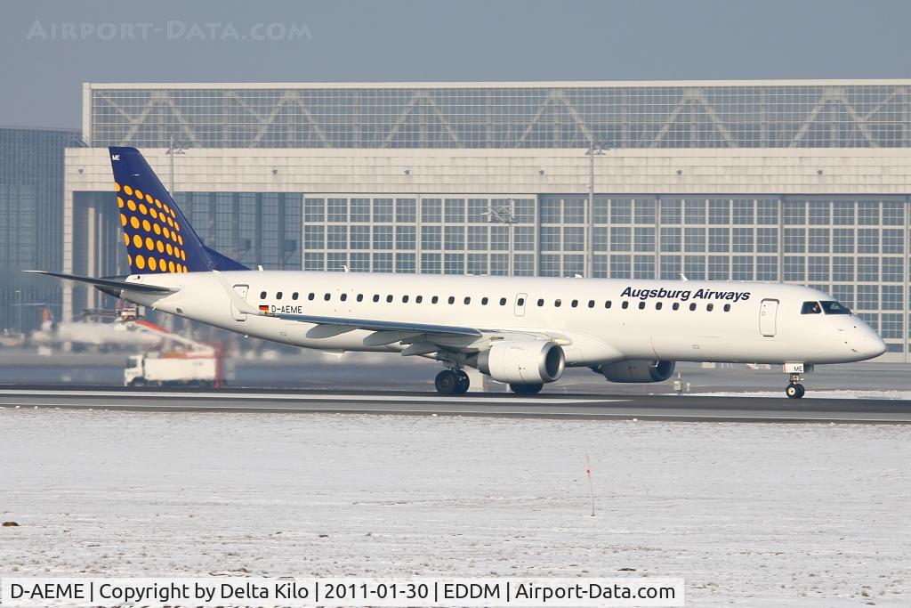 D-AEME, 2009 Embraer 195LR (ERJ-190-200LR) C/N 19000308, AUB [IQ] Augsburg Airways
