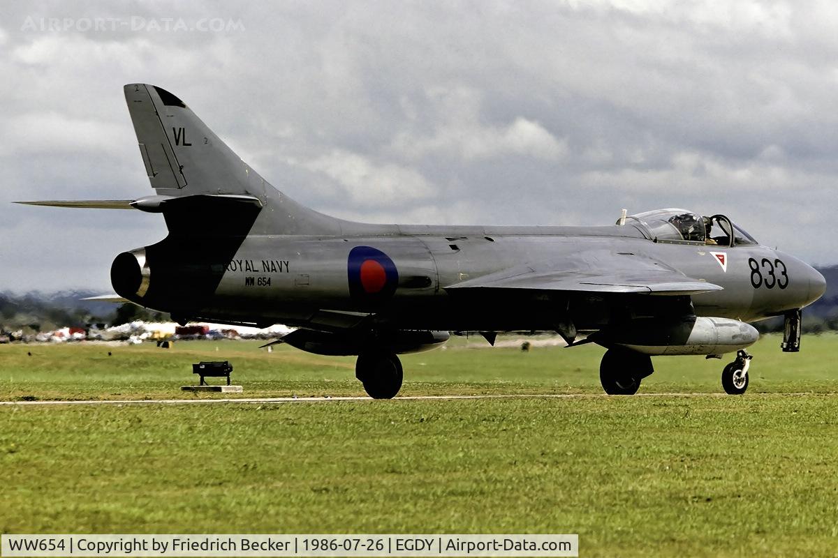 WW654, 1955 Hawker Hunter GA.11 C/N HABL-001045, returning from a mission