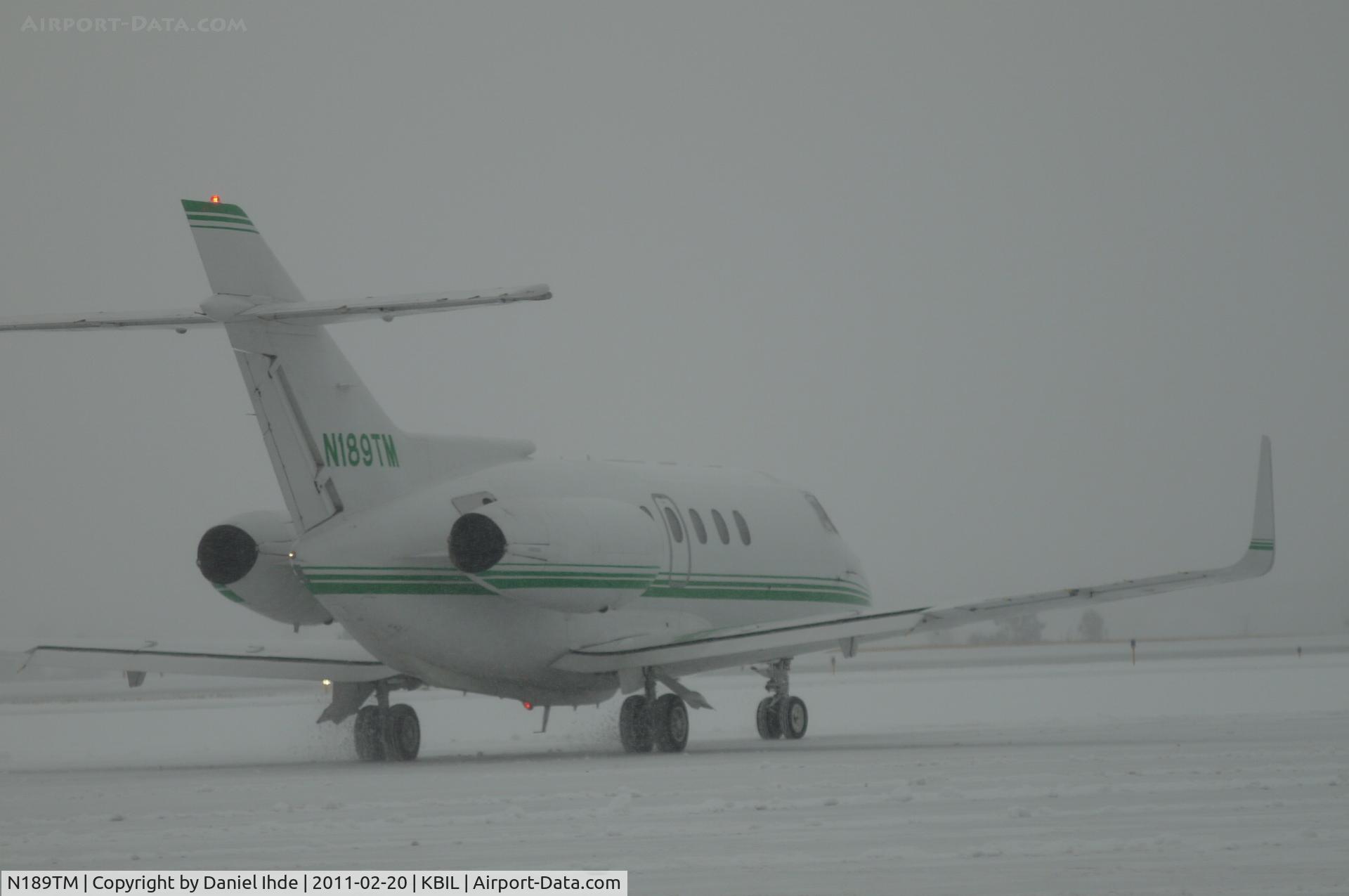 N189TM, British Aerospace BAe.125 Series 800A C/N 258196, BAE 125 in an old fashioned Montana snowstorm.